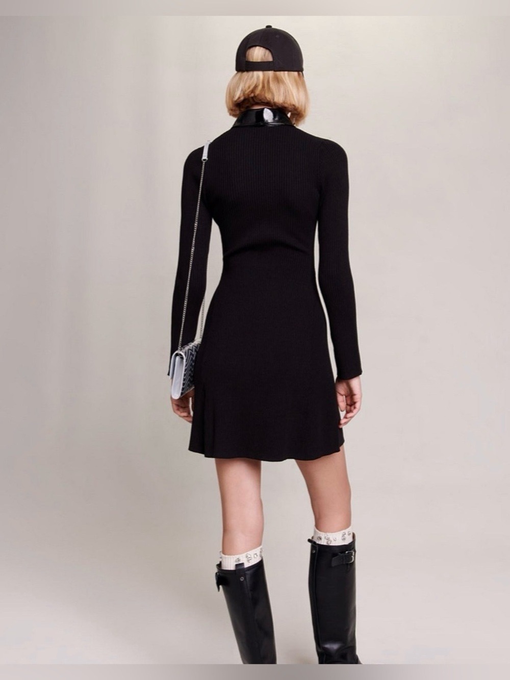 Maje ROSANIA DRESS Black Long-Sleeve Shirt Dress size 36 EU or US size small - Picture 3 of 9